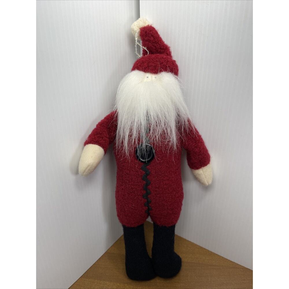 Woof And Poof Santa Plush Vintage Ornament Shelf Sitter 2000 Button Folk Art